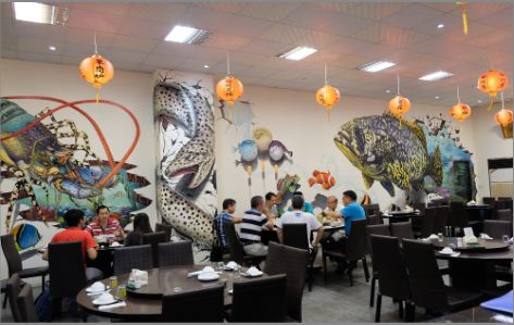 宁乡海鲜餐厅墙体彩绘